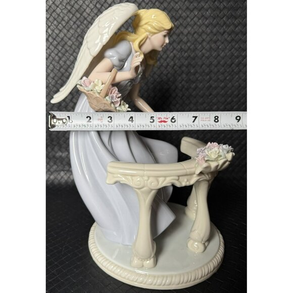 Members Mark Porcelain Angel Placing Flowers On Balustrade Hand Painted 2005 EUC - Picture 5 of 15
